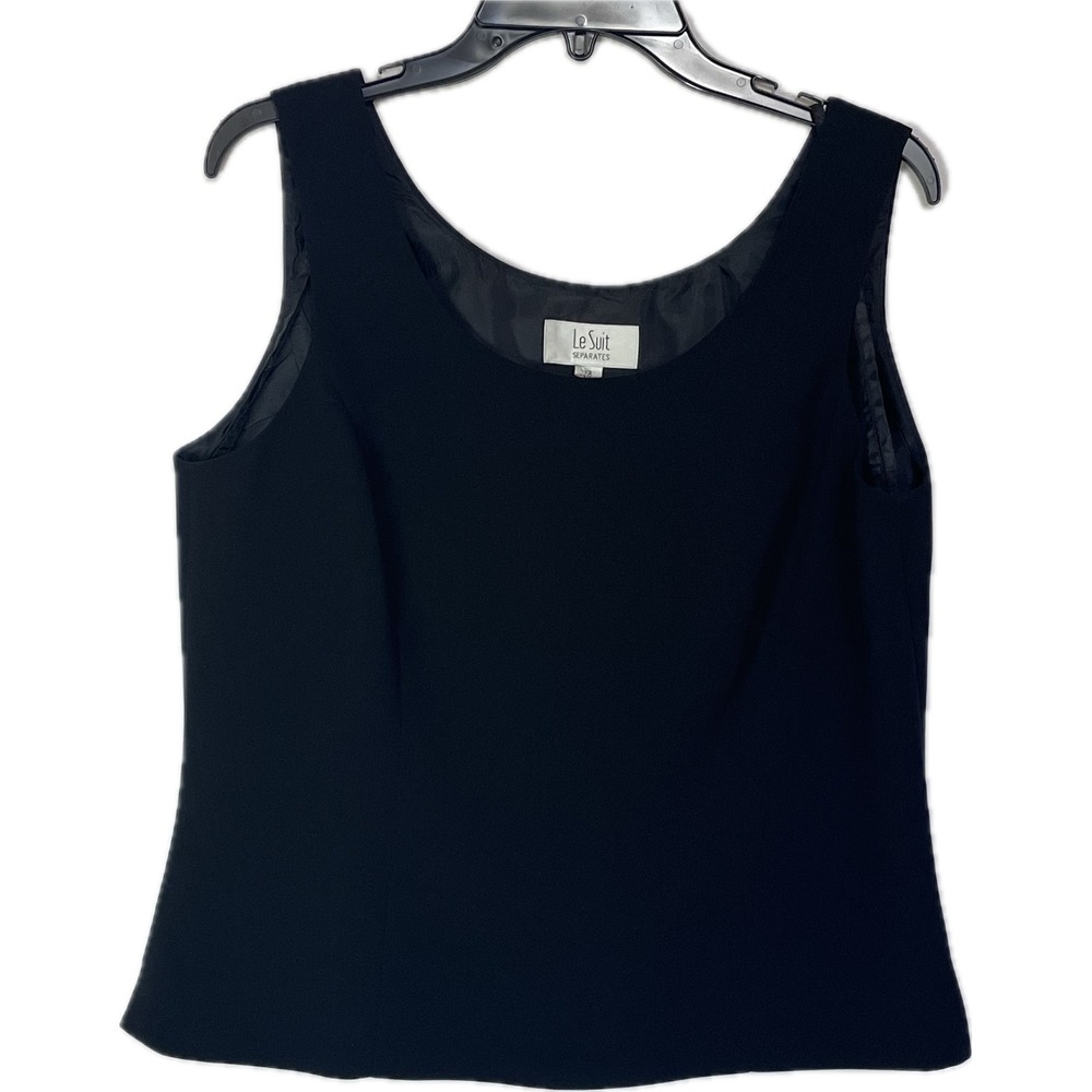 Le Suit Separates Womens Black Sleeveless Scoop Neck Side Zip Shell Top Size 12